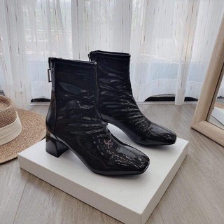 giày boot da bóng nữ cổ cao