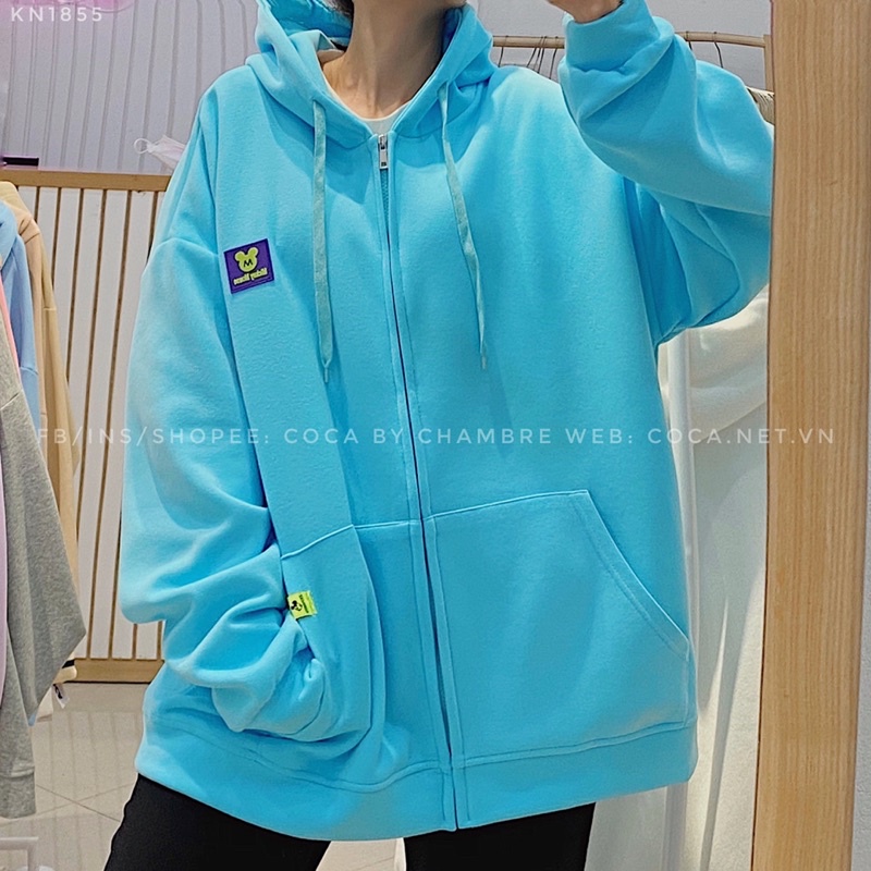 [KN1855]🤍 Áo khoác HOODIE ZIP nỉ xốp tag cao su MICKEY form rộng unisex (Có sẵn/ảnh thật) | BigBuy360 - bigbuy360.vn