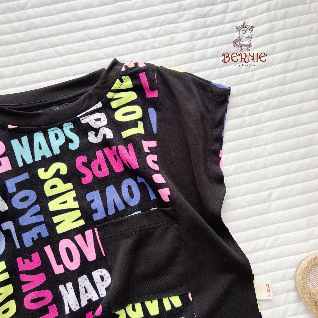 Bộ cotton hoạ tiết cá tính cho bé, bộ thun bé trai sành điệu hoạ tiết