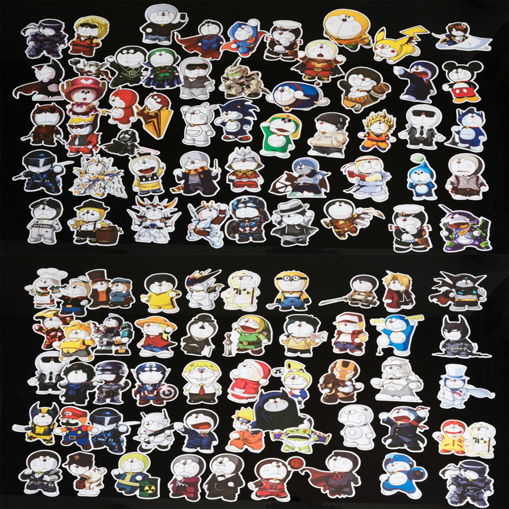 Bộ 20 50 sticker hình dán chủ đề mèo máy Doramon  2020 stickers trang trí laptop, xe máy, guitar,ukelele, mũ bảo hiểm,