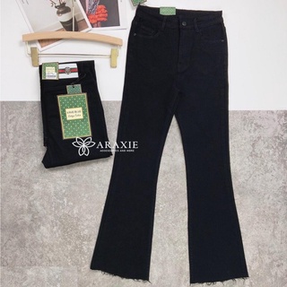Quần Jean nữ ống Loe Araxie Quần Bò ống loe Nữ Màu Đen - Xanh Co Giãn Cạp Cao LY511 - T83.02 *9
