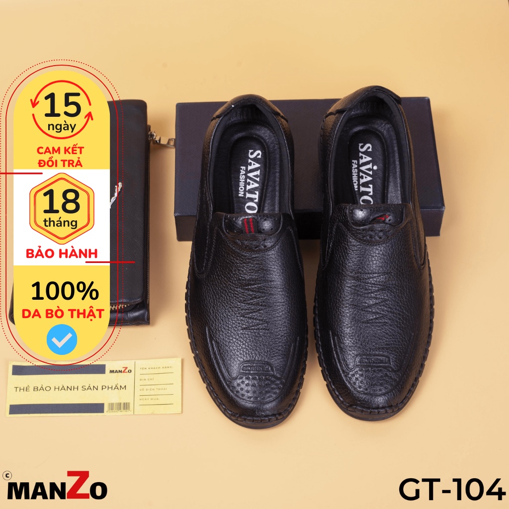 Giày mọi nam da bò giá rẻ -  Giầy lười Manzo GT 104DEN