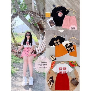 Bigsize set áo thun mickey-LV-GC kèm váy quần 55-90kg(HÌNH THẬT)