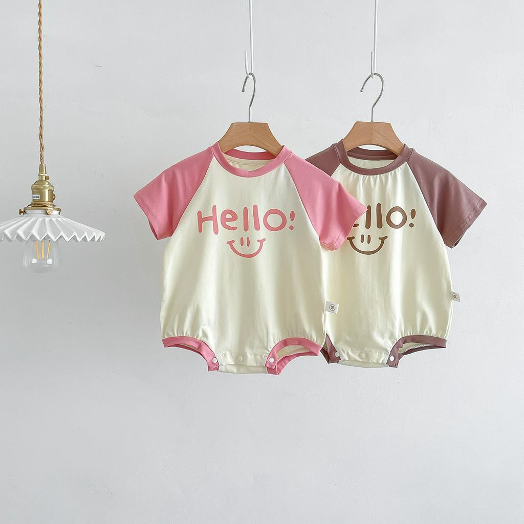 Áo Liền Quần Ngắn Tay In Chữ Chất Liệu Cotton Thời Trang Mùa Hè Dành Cho