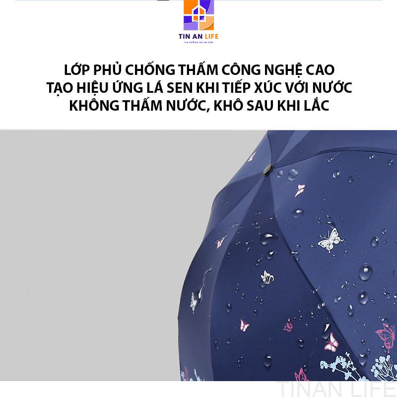 Ô Dù Đi Mưa Đi Nắng Gấp Gọn, Họa Tiết Đàn Bướm, Chống UV