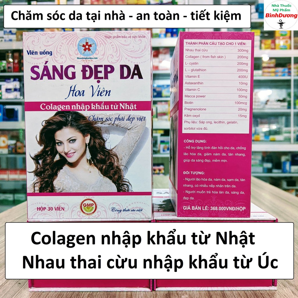 Collagen nhập khẩu từ Nhật Bản - Viên uống Sáng Đẹp Da Hoa Viên  - FreeShip