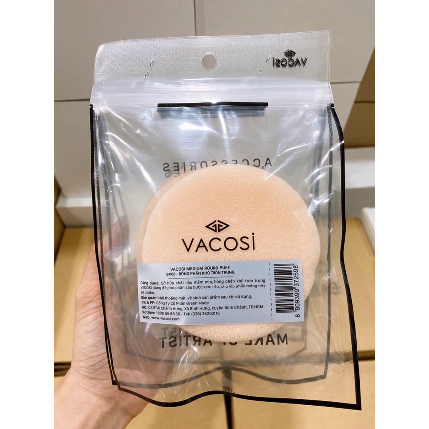 Bông Phấn Khô Tròn Vacosi Size Trung BP08 Medium Round Puff - BP08