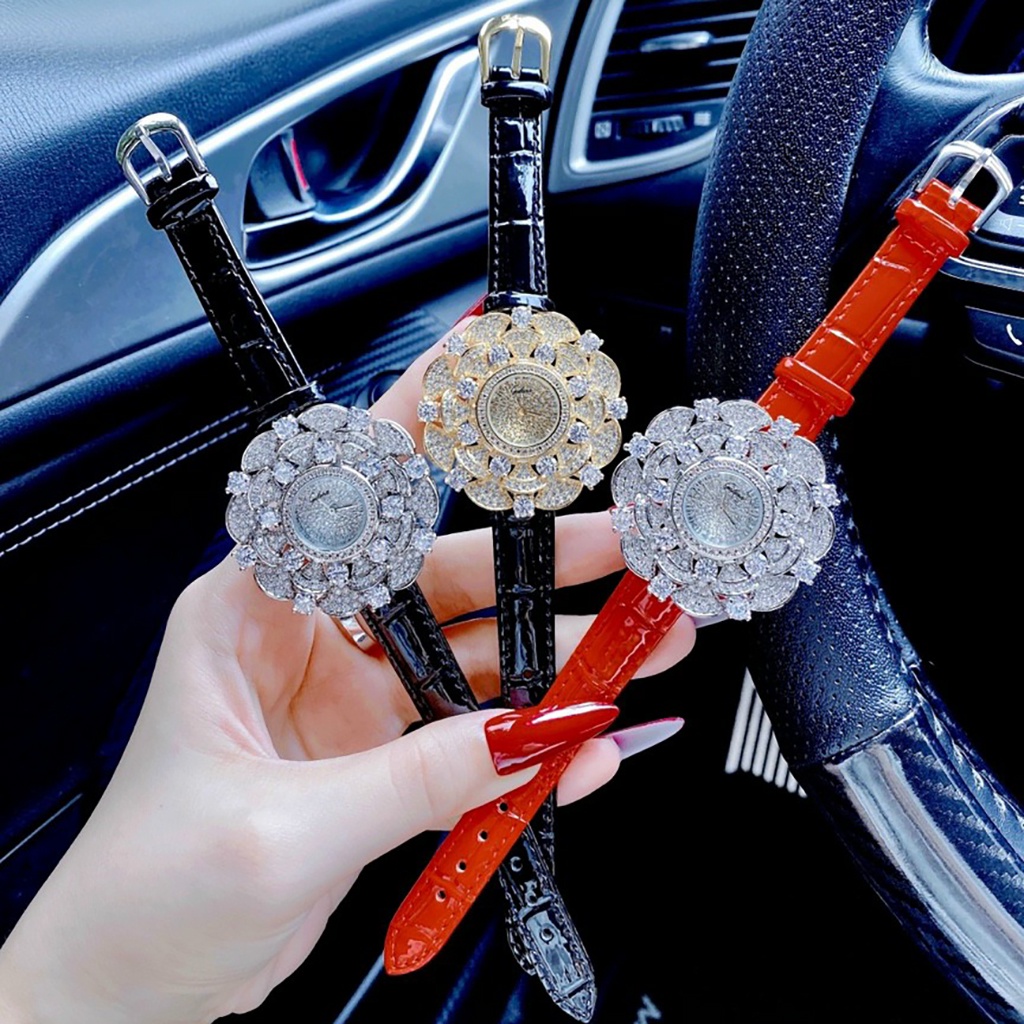 Đồng hồ nữ Gulena L1683 chính hãng mặt hoa đính đá siêu sang chảnh Full box