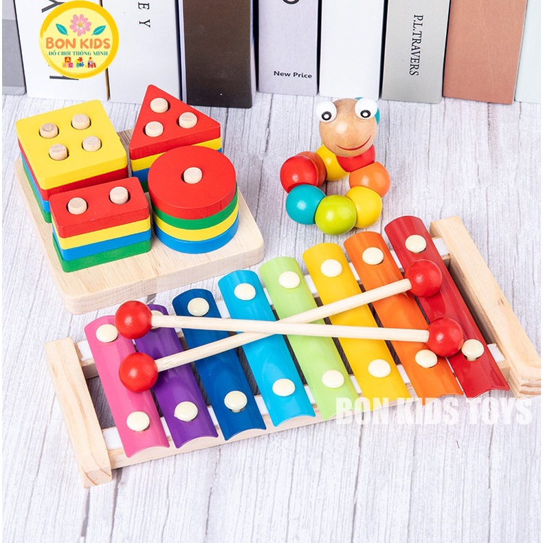 Combo Đồ chơi gỗ Montessori cho bé tư duy, phát triển trí tuệ vừa học vừa chơi - Đồ chơi giáo dục cho bé