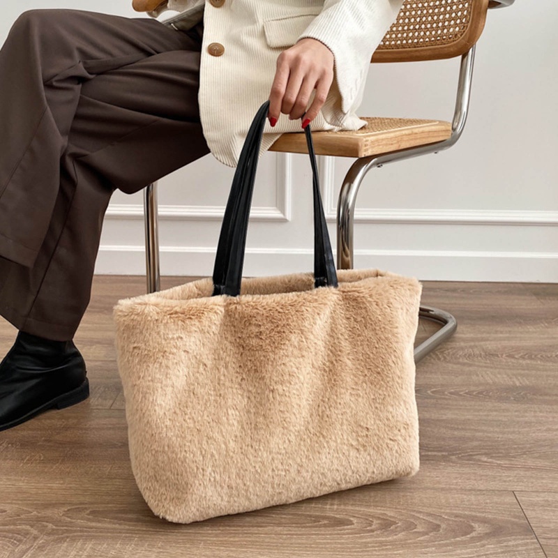 Túi Xách Lông Nhung Màu Trơn Nhẹ Nhàng Mềm Mại Sức Chứa Lớn Cho Nữ