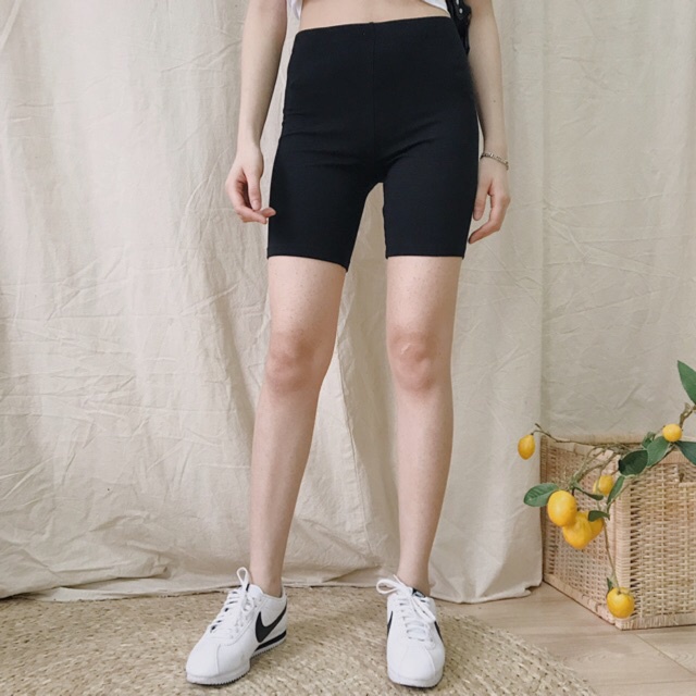 Quần legging nữ đùi  Quần Biker thun cạp cao biker lửng ngố dáng ôm bó lưng thun Molly Fashion