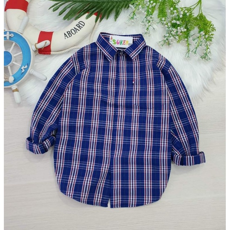 Áo sơ mi caro tay dài bé trai _size đại