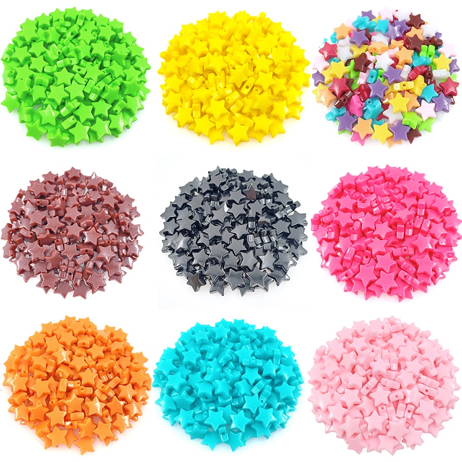 Set 50 Hạt Xỏ Lỗ Hình Ngôi Sao Nhiều Màu Sắc 11mm Dùng Để Làm Đồ Trang Sức Thủ Công