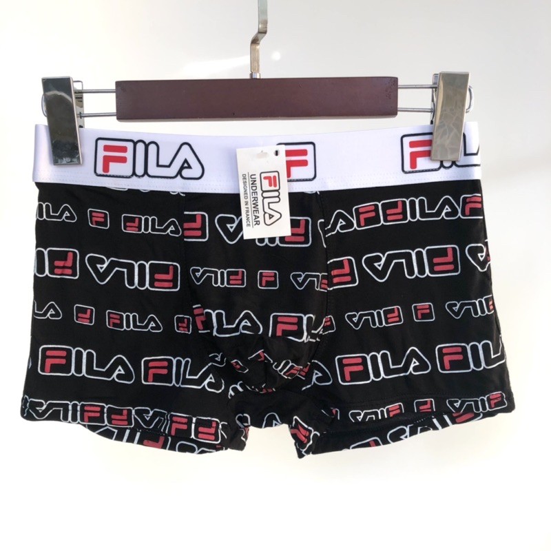 Quần lót nam boxer họa tiết, quần sịp nam dáng đùi vải thun mềm mát FILA02A