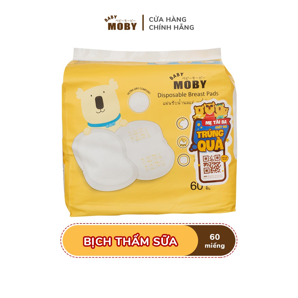 Bịch miếng thấm sữa Moby Baby thoáng khí (60 miếng/bịch)