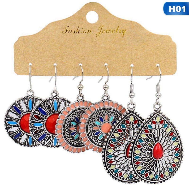 Bông tai dáng dài mặt tròn phong cách bohemian hợp thời trang