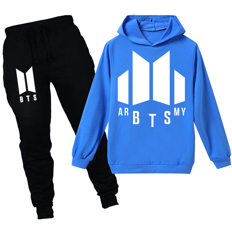 Thời Trang Set Đồ 2 Món Áo Hoodie Tay Dài In Hình Bts Dành Cho Bé Trai Và Bé Gái