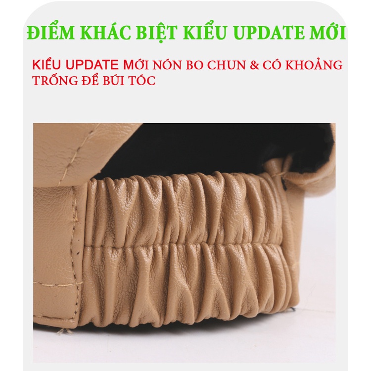 Mũ nồi thời trang da Pu beret nhiều mẫu mũ mẫu có dây rút và mẫu bo chun điều chỉnh vòng đầu