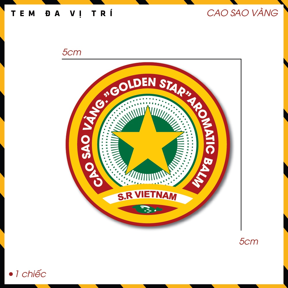 Tem Dán Xe Máy Laptop Điện Thoại Mũ Nón Bảo Hiểm Mẫu Cao Sao Vàng | DVT-SAOVANG | Team Sticker Hình Dán Logo Việt Nam