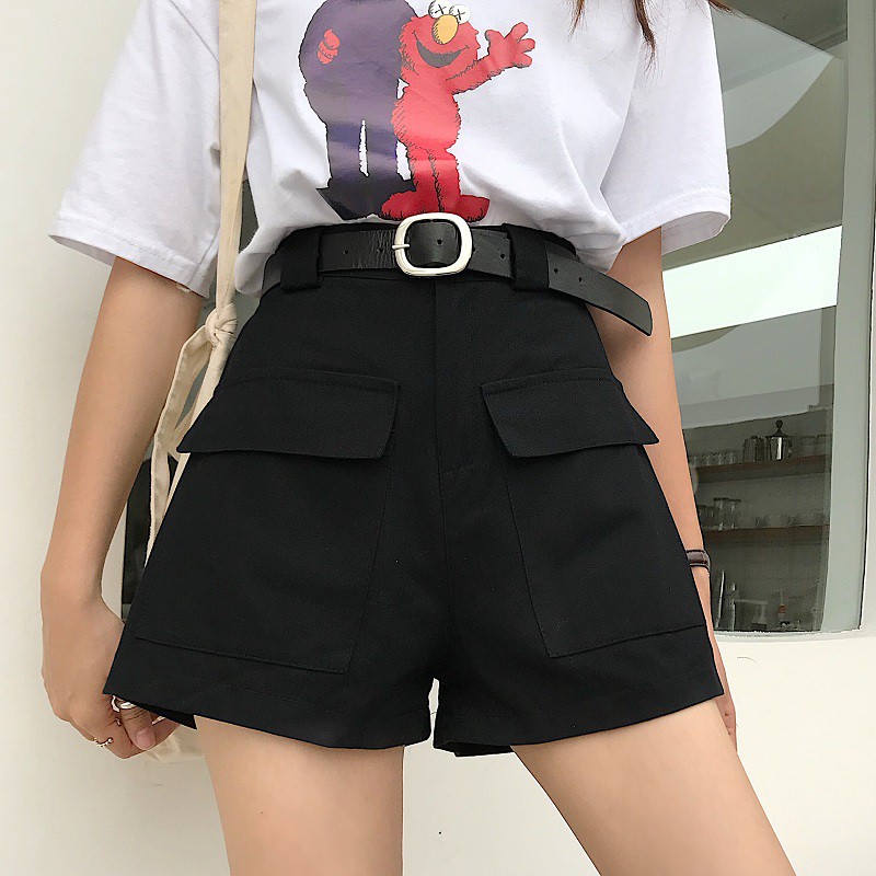 [Size S]Quần Shorts Khaki nữ lưng cao Ulzzang Quảng Châu QNJ37