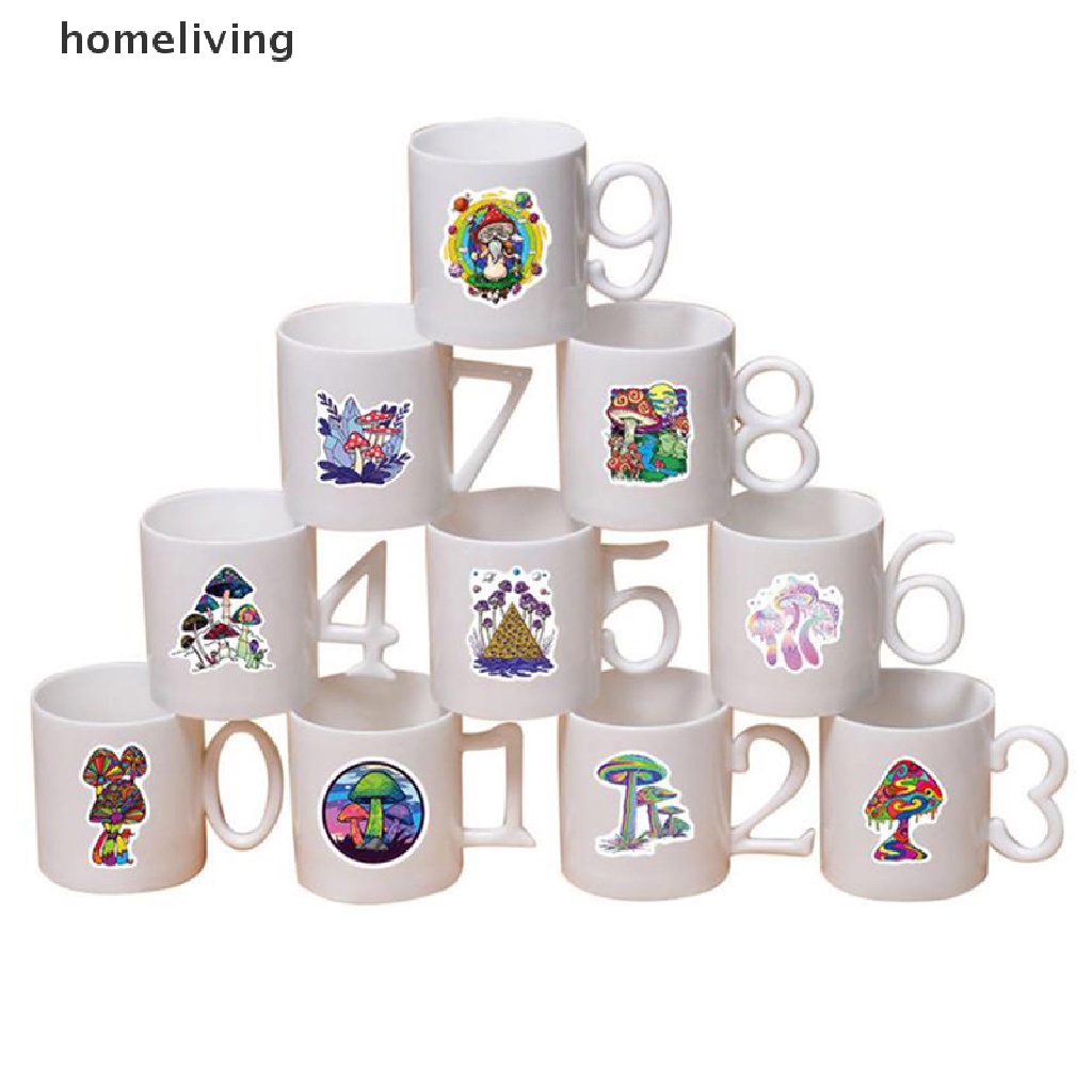 Bộ 50 Miếng Dán Hình Nấm Graffiti Trang Trí Đàn Guitar / Laptop / Ván Trượt