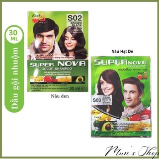 Nhuộm tóc tại nhà màu nâu đen - nâu hạt dẻ SUPER NOVA Color Shampoo 30ml  - lẻ 1 gói