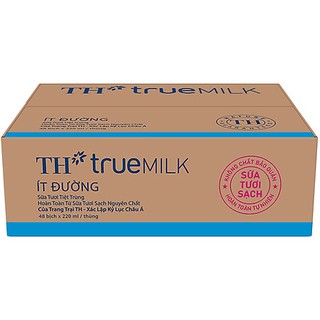 [6/2022] Sữa tươi TH True Milk ít đường bịch 220ml thùng 48 bịch