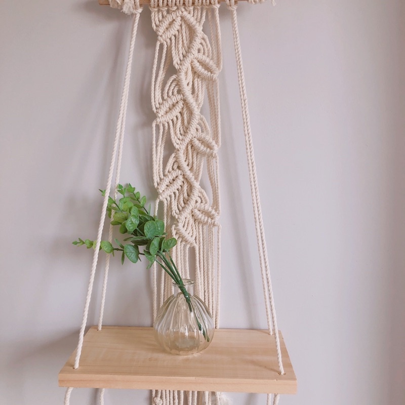 MIỄN SHIP mã K1, Kệ gỗ treo tường tết macrame trang trí phòng đồ decor nội thất