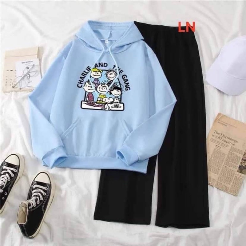 Sét áo hoodie 5 em bé + quần ống rộng xuông DA6