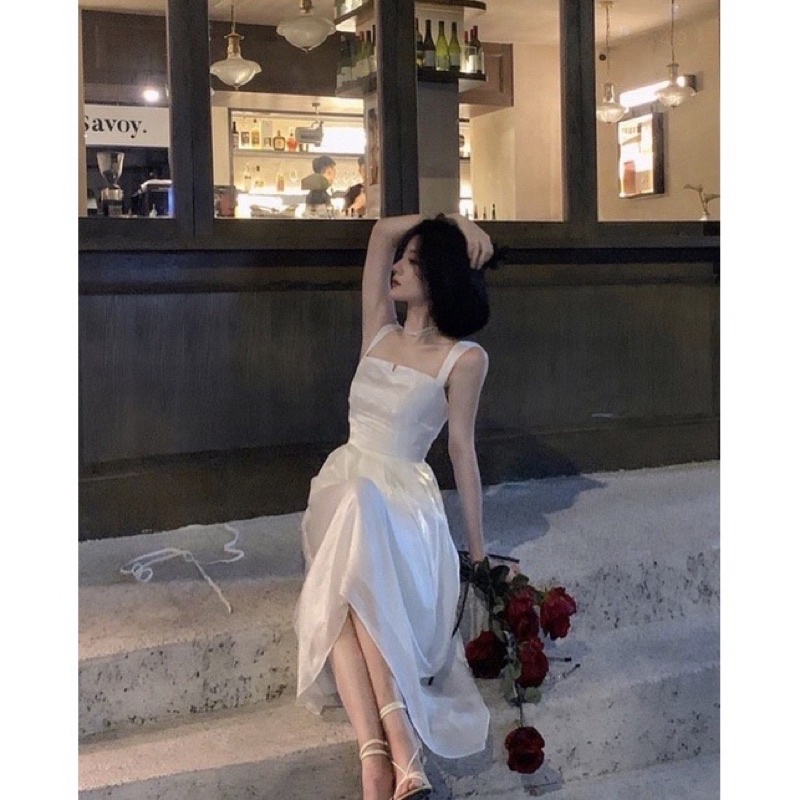 ĐẦM MIDI 2S TRẮNG BO EO sp000031