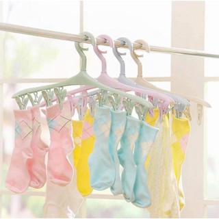 Móc Phơi Đồ 8 Kẹp, Moc Treo Phơi Khăn, Tất, Quần Áo Trẻ Em, Đồ Lót Nhỏ Gọn