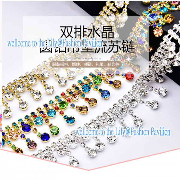 1906374     Dây Xích Tua Rua Đính Đá Pha Lê Màu Vàng / Bạc 1 Kích Thước Dùng Trang Trí Rèm Cửa