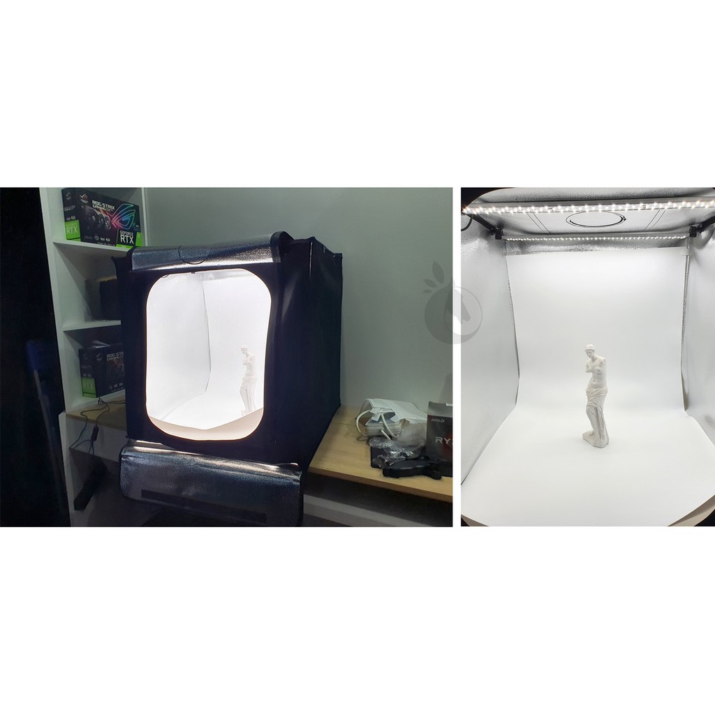 [Studio Mini 60CM] Hộp chụp sản phẩm 60CM , có thể gấp gọn , Kèm 02 LED Studio chuyên nghiệp + 03 Phông nền + Chân đế