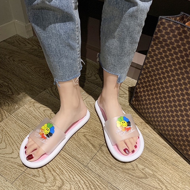Dép quai ngang nữ nhựa in hoa