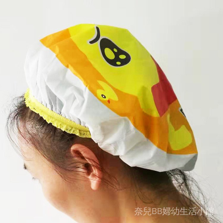 Mũ tắm gội đầu dày dặn họa tiết hoạt hình phong cách Nhật bản cho nữ