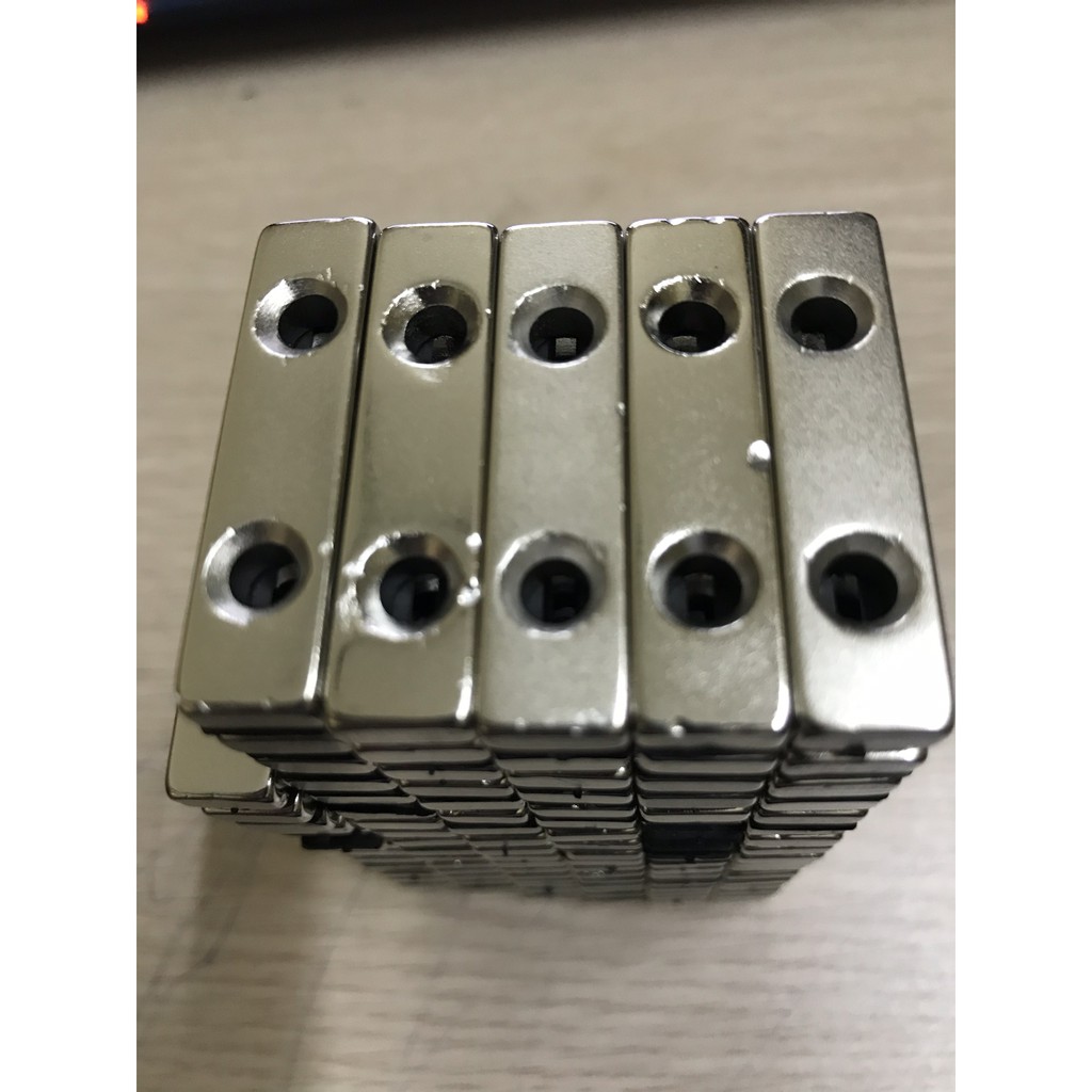 Nam châm trắng chữ nhật 2 lỗ 40×10×5mm | BigBuy360 - bigbuy360.vn