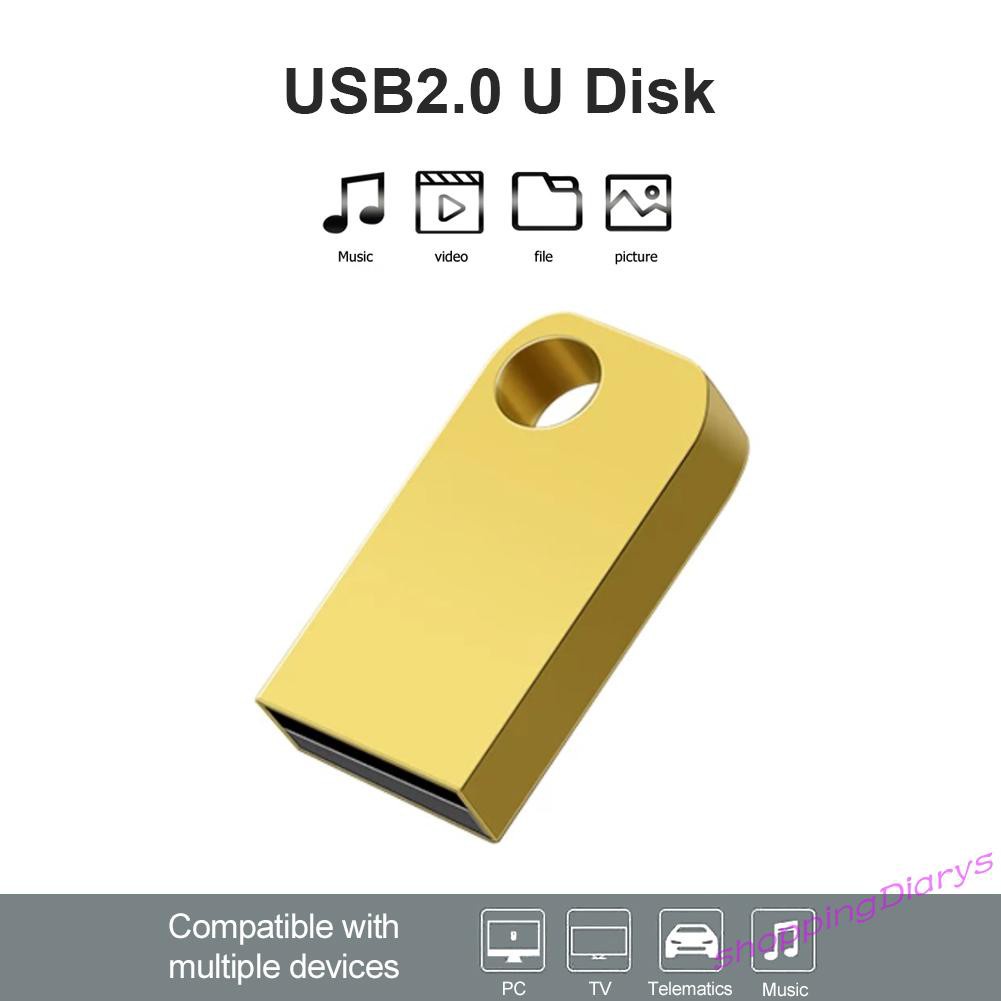 ✤Sh✤ Mini USB Flash Drive Golden Metal Pendrive U Disk Stick 4/8/16/32/64/128GB