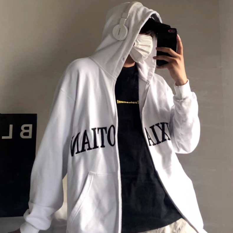 Áo Hoodie Tay Dài Dáng Rộng Thêu Chữ Phong Cách Hàn Quốc Thời Trang Cho Nam Và Nữ