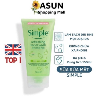 Sữa Rửa Mặt Simple Gel Kind To Skin Refreshing Facial Wash Gel 150ml