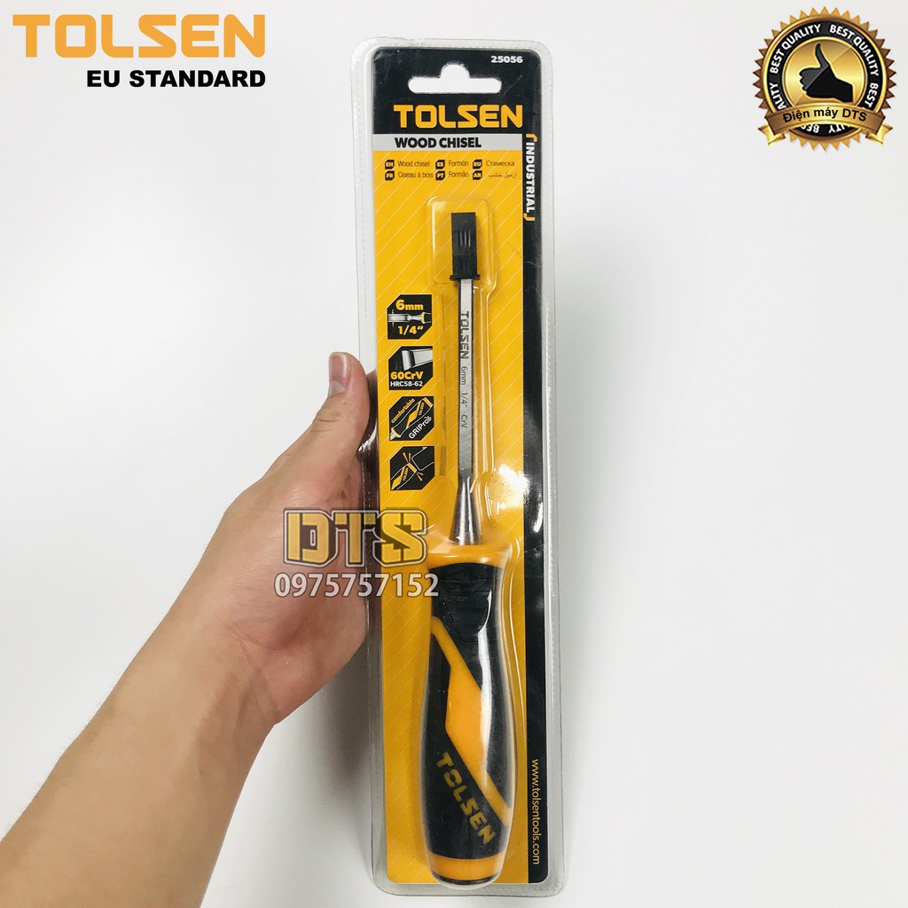 Đục gỗ mũi dẹt cầm tay chuẩn công nghiệp TOLSEN 6mm (1/4 inch) - Tiêu chuẩn xuất khẩu Châu Âu