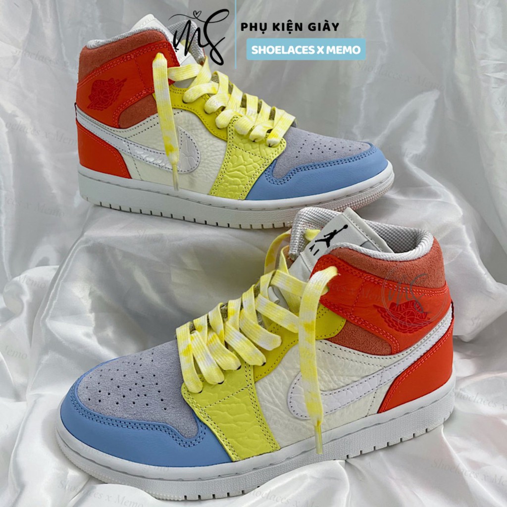 Dây Giày Loang Màu Tie Dye Yellow Dùng Cho AF1 AJ1 Màu Vàng Kem