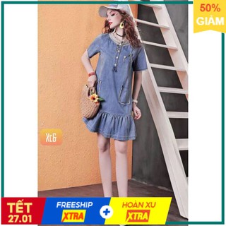 Đầm Denim Phối Túi Đuôi Cá Kèm Phụ Kiện Sang Trọng Zenna