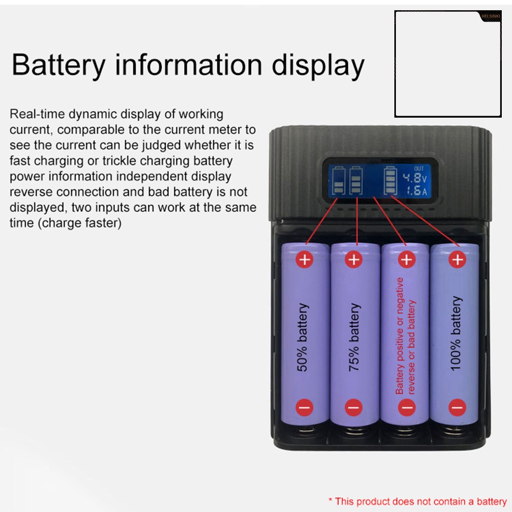 Vỏ sạc dự phòng rỗng 4 ngăn pin 18650 có đèn LED và màn hình LCD