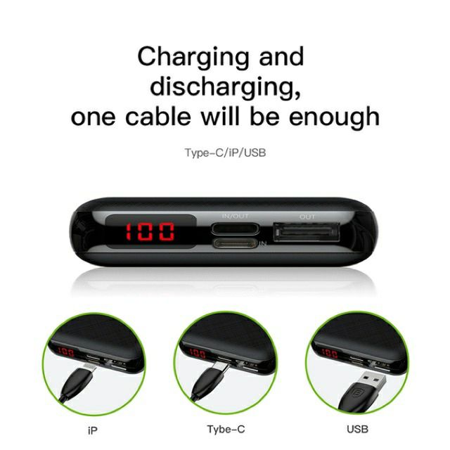 Pin dự phòng sạc nhanh Baseus Mini Power Bank 10,000mAh cho Smartphone/ Tablet ( PD + QC 3.0, USB-C input/ Output )