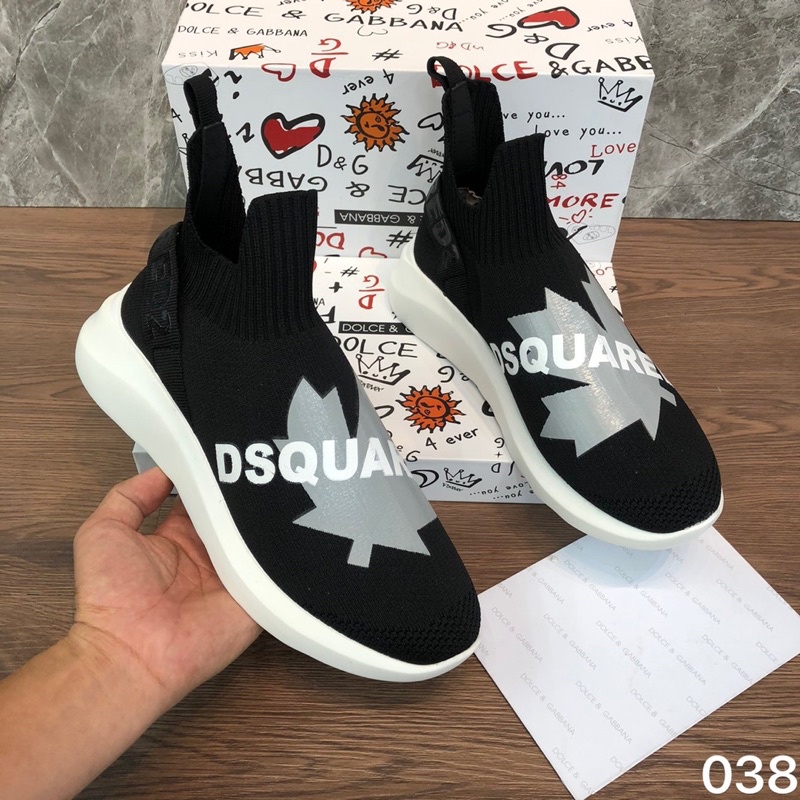 Giày sneaker nam cao cổ đế trắng len . Giầy Dsq len