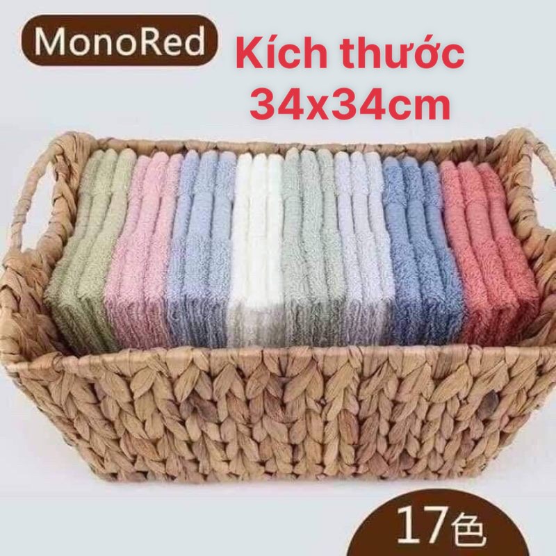 Set 3 cái khăn mặt monored cotton xuất Nhật mềm mịn 34x34cm