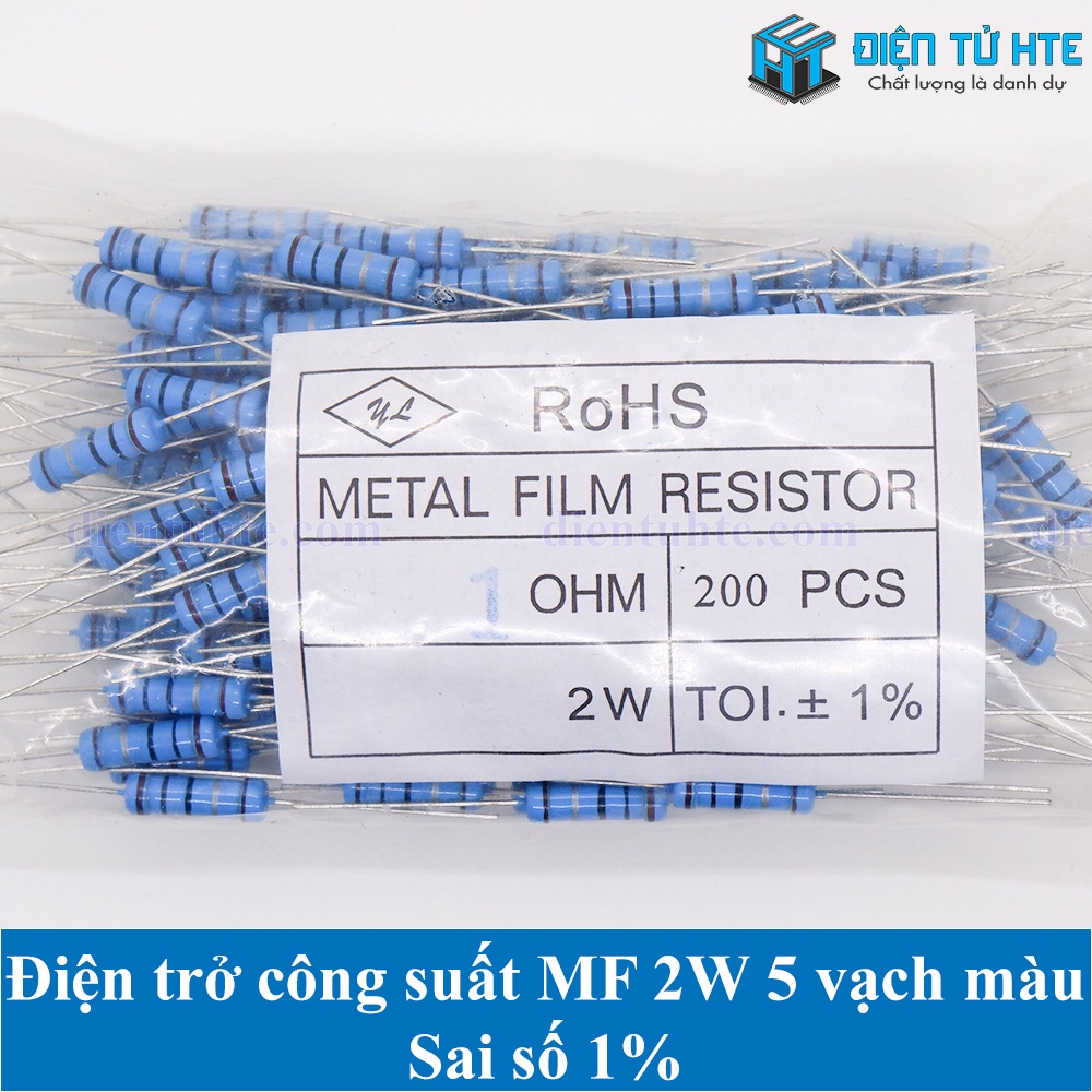 Gói 10 con Điện trở MF 1% 2W 5 vạch màu 1R-470R
