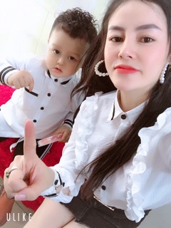 Sét cặp áo sơmi viền cho mẹ & bé
