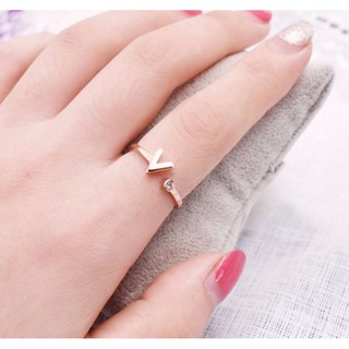 Nhẫn Chữ V TiTan Ko Đen TT 0747