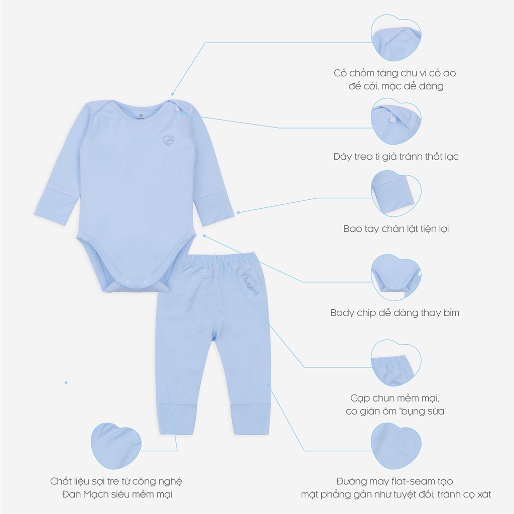 Bộ Body sát đũng cổ chồm Bambus Bu baby